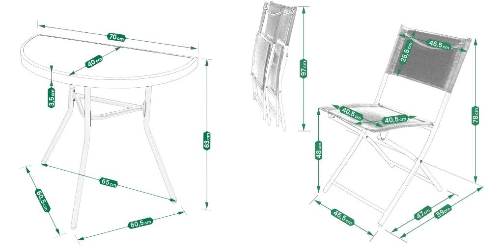 21 Jumi Balkonový set kovový 2+1 s půlkulatým stolkem Dora béžový